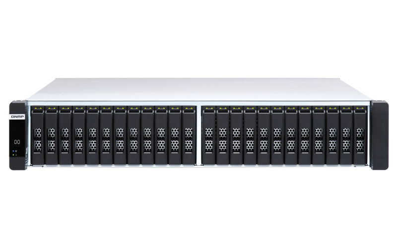 QNAP ES2486dc-2142IT-96G | Dual Controller, 10GbE SFP+, 24-Bay SATA SSD, Intel Xeon CPU, 48GB RAM, PCIe Slots, 2U All-Flash