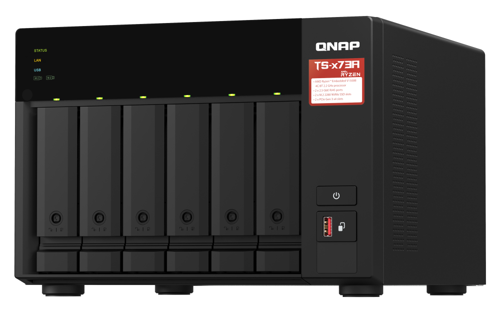 QNAP TS-673A-8G | 2.5GbE, 6-Bay, AMD Ryzen CPU, 8GB RAM, M.2 Slots, PCIe Slots, SMB NAS