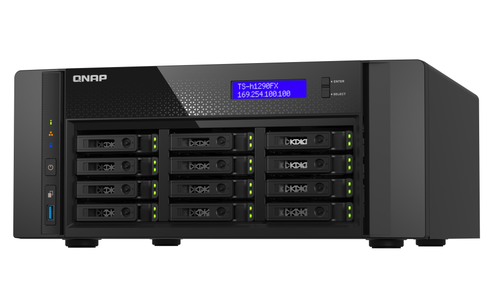 QNAP TS-h1290FX-7232P-64G | 25GbE, 12-Bay U.2 SSD, ZFS, AMD Epyc CPU, 64GB RAM, PCIe Slots, All-Flash NAS