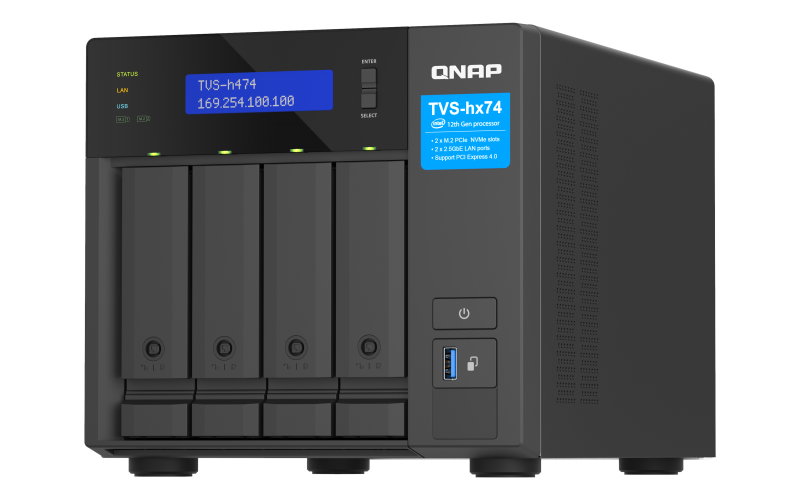 QNAP TVS-h474-PT-8G | 2.5GbE, 4-Bay, ZFS, Intel Pentium Gold G7400, 8GB RAM, M.2 Slots, PCIe Slots, High-End NAS