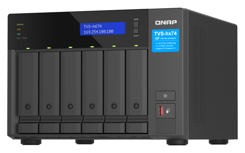 QNAP TVS-h674-i5-32G | 2.5GbE, 6-Bay, ZFS, Intel Core i5-12400, 32GB RAM, M.2 Slots, PCIe Slots, High-End NAS