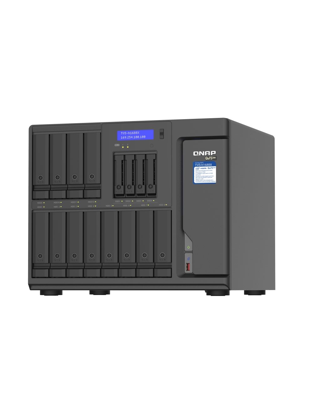 QNAP TVS-h1688X-W1250-32G | 10GbE, 16-Bay, ZFS, Intel Xeon CPU, 32GB RAM, M.2 Slots, PCIe Slots, Enterprise NAS