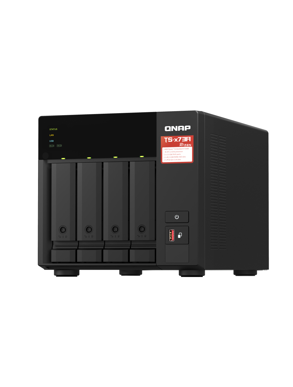 QNAP TS-473A-8G | 2.5GbE, 4-Bay, AMD Ryzen CPU, 8GB RAM, M.2 Slots, PCIe Slots, SMB NAS
